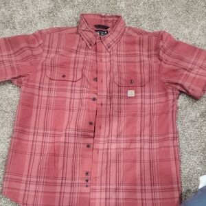 NWOT Carhartt Men's Rust Plaid Button Down Shirt